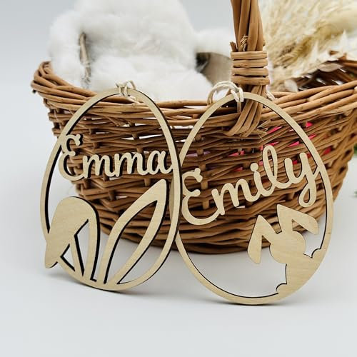 Birdart Box® Osterei Personalisiert zum Aufhängen – Hochwertige Ostereier mit Namen aus Holz, moderne Ostereier in premium Qualität (12cm, Variante 2, Holz Natur)