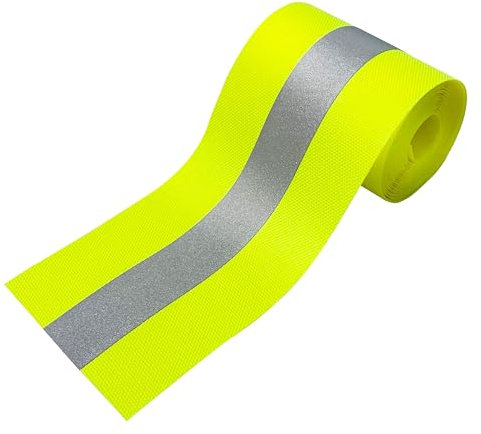 MARARDI Bande Réfléchissante pour la Couture - [2 Mètres x 50 mm] non Adhésif [Jaune Fluo] Ruban D'avertissement Réfléchissant 100% Polyester - Ruban de Sécurité Haute Visibilité - Réfléchissant ≥300
