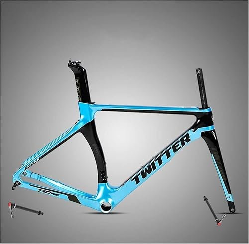 GPECTIFO Breaking Racing Rahmen-Set, Scheibenbremse, Carbon, Rennrad-Rahmen, 46/48/50/52/54 cm, 100/142 mm Steckachsenrahmen, Innenführung, Blau (Größe: 50 cm)