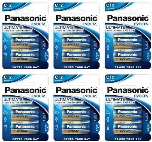 PANASONIC Confezione da 6 blister da 2 batterie Evolta Baby C LR14-1,5 V