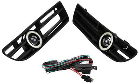 1 Paar Nebelscheinwerfer, Angel Eyes-Lampe, Frontstoßstange, Grillabdeckung mit Draht-Set, kompatibel mit Bora MK4 1999–2004