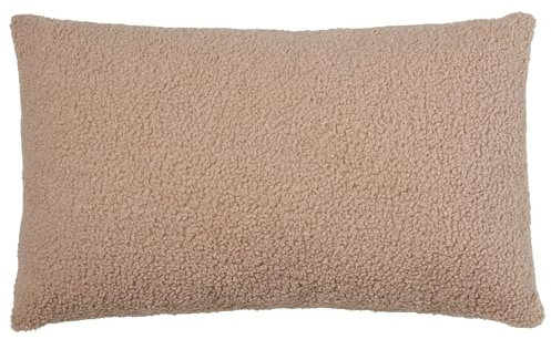nordic coast company Deko Kissen mit Füllung Kissenhülle mit Inlet Sofakissen Webpelz Plüschkissen Kunstfell Beige Camel 30x50 cm weichem Teddy Bouclé Couchkissen Kinderzimmer Deko