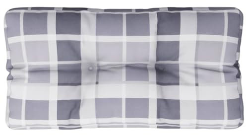 vidaXL Palettenkissen, Palettenpolster für Europaletten, Palettensofa Kissen Indoor Outdoor, Palettenauflage Rückenkissen, Grau Kariert Stoff