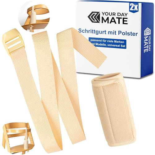 Schrittgurt und Gurtschoner Set für Hochstuhl, 2 Pack, Beige, Gurtriemen kompatibel mit Hauck Alpha Beta, Stokke Tripp Trapp, roba Sit Up, weicher Neopren Bezug, Gurtpolster Schritt Gurt Kinderstuhl