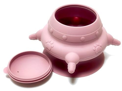 Veesper Puppy Feeder, 200ml 4 Nipples Kitten Milk with Powerful Sucker, Silicone Nursing Station with Removable Lid, for Dogs and Cats