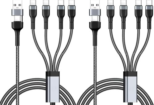 Multi USB C Splitter Kabel USB Typ C Schnellladung Sync 2pcs 1.2m 4 in 2 Ladekabel mit 4 TypC Anschlüssen Kompatibel mit iPhone 15 Samsung Galaxy S24 S23 Ultra vielen weiteren Geräten
