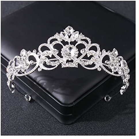 Kristall Strass Krone Tiara Prom Diadem for Mädchen Frauen Braut Hochzeit Haarschmuck Schmuck Ornamente Kopfschmuck(Silver)