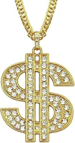 Herren Goldkette, Dollar Anhänger Kette, Hip Hop Dollar Halskette, Hip Hop Dollar Halskette Kostüm, Hip Hop Punk Goldkette, Karneval Geburtstagsgeschenk für Männer und Frauen