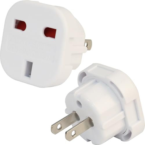 Wirafix UK to US Plug Adaptor, 2 Pack Thailand Travel Adapter, 3 Pin to 2 Pin USA Travel Adapter, Travel Adaptor from UK To USA,Thailand, Mexico, Canada, Colombia, White (Type A)
