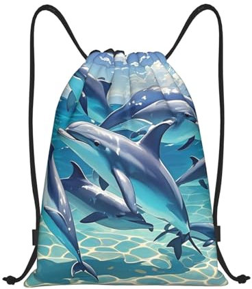SMAZDFXX Kordelzug-Rucksack, Sport-Sporttasche, Delphin-Kunst, Kordelzug-Taschen für Fitnessstudio, Sport, Yoga, Reisen, mittelgroß