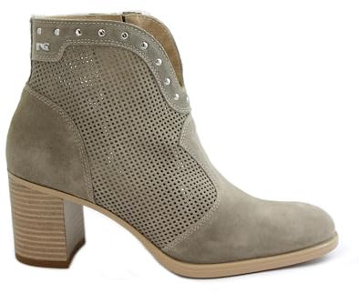 Nero Giardini 12710 Creta Beige Stivaletti Donna Zip Fori Tacco camoscio 38