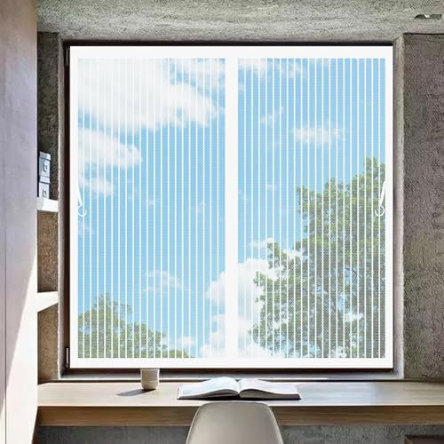 Moustiquaire Porte 52 x 70 cm Garde L'Air Frais à L’Intérieur, Installation Facile Rideaux Anti Mouches pour Porte pour Fenêtres de Salle de Bain et Buanderie, Blanc