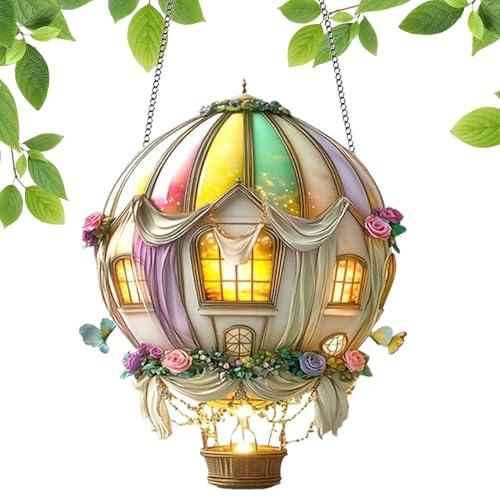 Solarballon mit Warmluft | Solarleuchte, flackernde Flamme, dekorativ, für Garten, Terrasse, Einfahrt, Geschenk, Party, Geburtstag, Damen