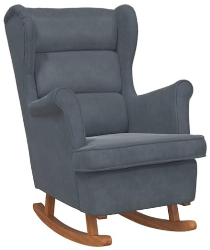 vidaXL Rocking Chair with Cushion Dark Grey 92 x 71 x 100 cm Plywood, Living Room, Contemporary Rocking Chair, Stylish Seating Solution, Plywood Armrest, Cushioned Rocker for Relaxation