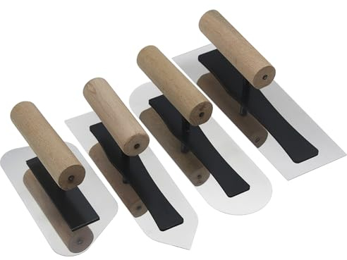 Juego de 4 paletas de yeso veneciano japonés, herramientas de acabado de acero inoxidable para pintura artística y enlucido, herramientas manuales de calidad profesional para acabados lisos