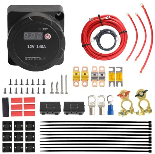 12V/140A BSR Trennrelais, Doppelbatterie-Trennrelais, Vollautomatisches Batterie Trennrelais mit LCD Display, Spannungsempfindliches Relais VSR für Auto, Wohnmobil, SUV, ATV, LKW, Boote