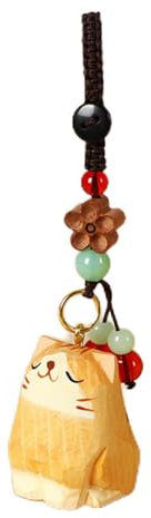Mignon Porte-clés Chaton en Bois Porte-clés Pendentif Chat Orange Rigolo pour Clés de Voiture, Sacs à Main, Cadeaux pour les Amoureux des Chats