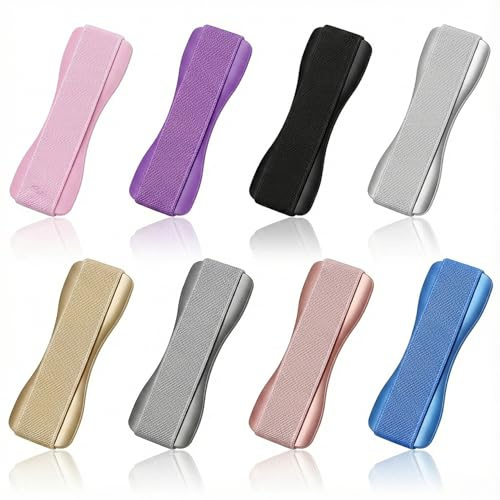 Hopzab 8 Pack Phone Grip Straps, Elastic Anti-Slip Mobile Backhand Strap,Self-Adhesive Grip for One-Handed Use Most Smartphones,Multi-Color