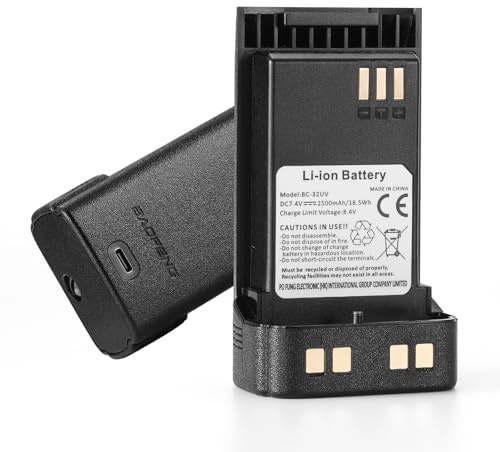 BAOFENG BC-32UV Batterie Li-ion d'origine pour radios DM-32UV et DM-32 2500 mAh haute performance avec fonction de charge USB-C