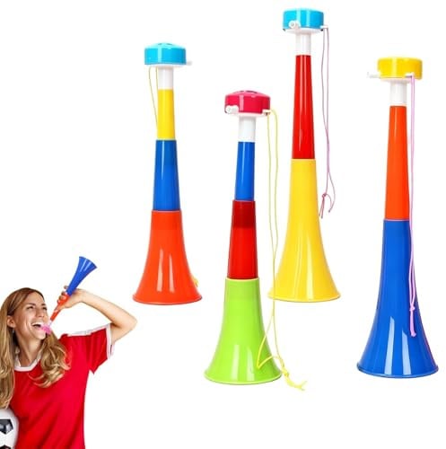 4 stycken Vuvuzela Misthorn, teleskopisk trumpet för stadion, bullriga tillbehör för fotbollsmatcher, festivaler och fester