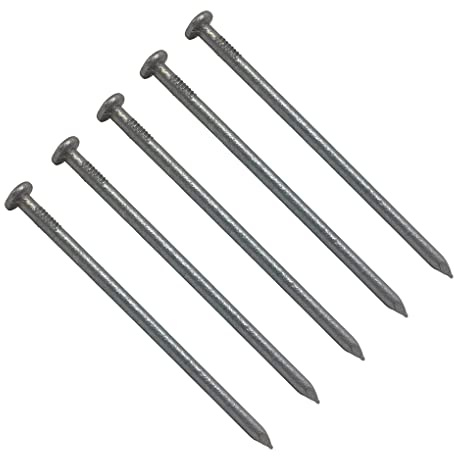TERF® Lot de 10 clous ronds galvanisés 150 mm x 6 mm pour bois tendre et dur, menuiserie, construction, meubles, artisanat, terrasse, clôture, multi-usages