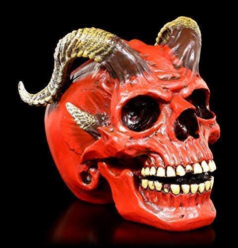 Figuren Shop GmbH Gothic Teufel Schädel - Tenacious Demon | Fantasy Satan-Kopf, handbemalt