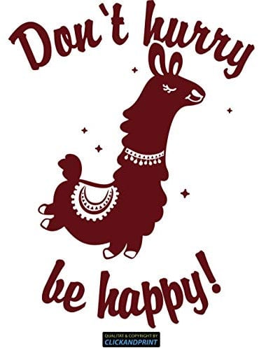 CLICKANDPRINT Aufkleber » Dont Hurry be Happy Alpaka, 150x112,8cm, Rotbraun Metallic • Dekoaufkleber/Autoaufkleber/Sticker/Decal/Vinyl