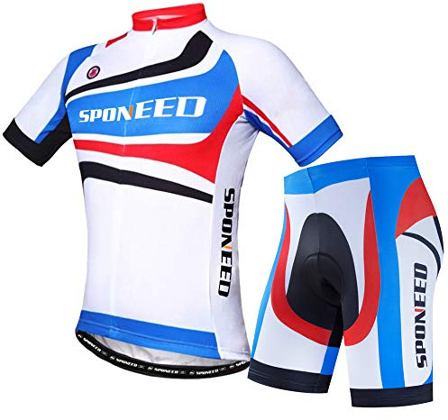 sponeed Radtrikot, kurzärmelig, für Herren, Fahrradbekleidung, Rennrad, Shorts, gepolsterte Outfits