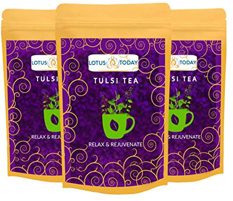 Tulsi Herbal Tea – 100% Pure Holy Basil – Sleep & Relax Support – Caffeine-Free – 60 Tea Bags