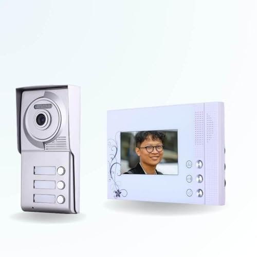 BT Security Portier interphone vidéo Classic 4 Fils - 3 Appartements - 3 écrans Blancs