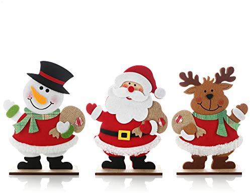 com-four® 3X Weihnachtsdeko aus Filz - dekorativer Aufsteller - weihnachtliche Tischdekoration - Gruppe von klassischen Filzfiguren (Gruppe - bunt)