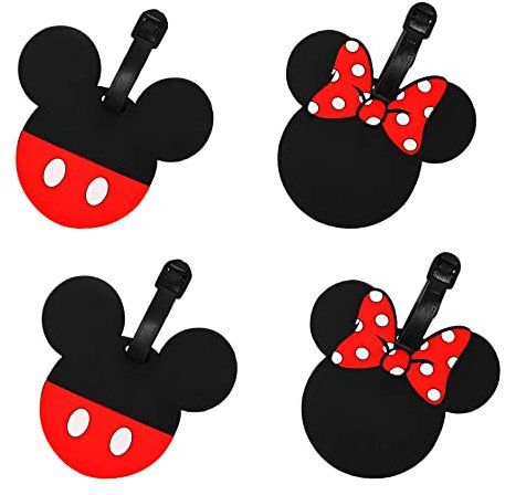 Disney Mickey and Minnie Mouse PVC Luggage Tags, Set of 4