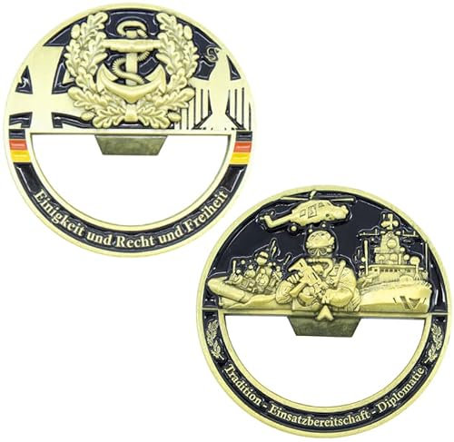 Café Viereck ® Bundeswehr Flaschenöffnercoin - Challenge Coin Münze als Flaschenöffner 5 cm Ø - Marine