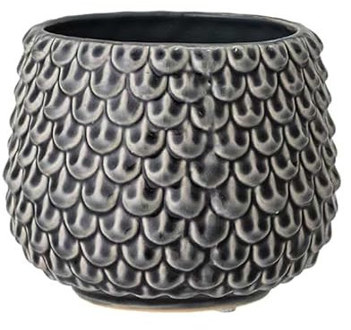 Nordring Retro Übertopf Vintage Pflanztopf für Zimmerplanzen Blumentopf Pino M (13,5 cm ø), dunkelgrau, Keramik