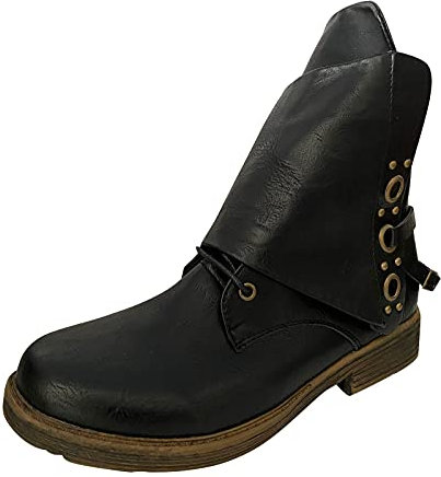 NOAGENJT Stivali Alti Risvolto Scarpe con cerniera Stivali con tacco grosso Stivali da donna corti di moda retrò alti e traspiranti Accessori Stivali