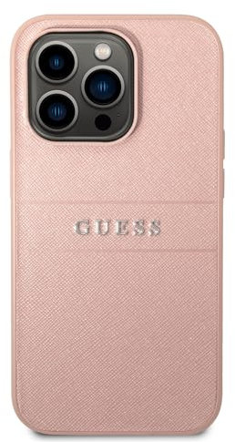 GUESS GUHCP14XPSASBPI Case for iPhone 14 Pro Max 6.7 Inch Pink Saffiano Strap
