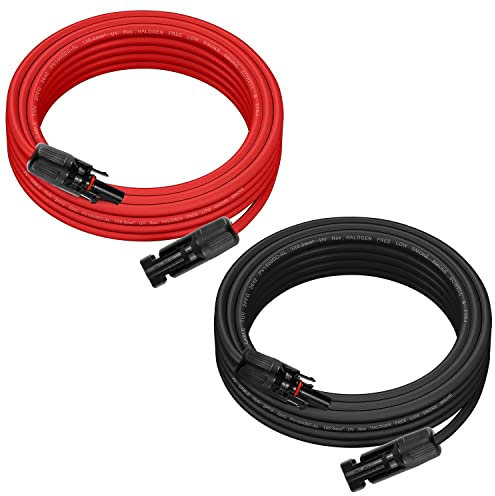 Solarkabel Verlängerung 4mm² 5m Verlängerungskabel Verbindungskabel Solarstecker,IP68 Wasserdichtem Solar-Stecker(12AWG/4mm²) (5M)
