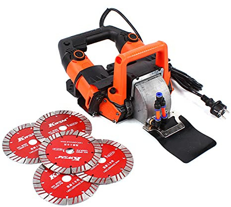 5200W Mauernutfräse für Winkelschleifer, Futchoy Schlitzfräse Elektrische Wandfräse 10500 U/min, Wand Chaser Maschine mit 5 x Sägeblätter für Ziegel Granit Marmor Cutter Notcher Groover