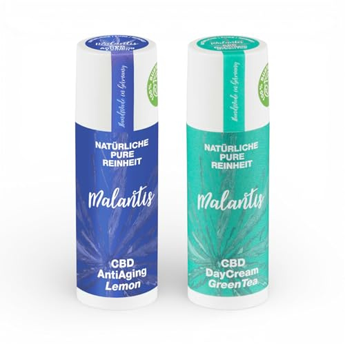 Malantis Day & Night Gesichtscreme Set – 2×50 ml Tagescreme & Nachtcreme – Anti Aging Pflege mit Hyaluronsäure, Grüntee & Sheabutter – Feuchtigkeit & Regeneration – Naturkosmetik