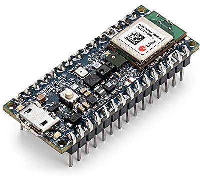 Arduino Nano 33 BLE Sense Rev2 with Headers [ABX00070] � Kompaktes Board mit integrierten Sensoren (Bewegung, Temperatur, Druck) und Bluetooth LE, ideal f�r IoT-Projekte und vernetzte Anwendungen.