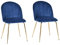HOMCOM Lot de 2 chaises de Salle à Manger Assise Aspect Velours et Pieds métal doré - Bleu