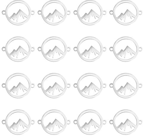 UNICRAFTALE 16Stk Berg Verbindung Anhänger Edelstahl Hypoallergen Armbänder Charms 15 mm Berg Anhänger Metall Anhänger Schmuckherstellung Anhänger Für Outdoor Liebhaber Wanderer Skifahrer Kletterer
