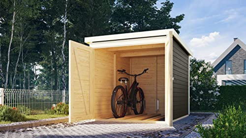 CHILLROI® Karibu Fahrradgarage 19mm Set mit Dachfolie naturbelassen oder terragrau (terragrau)