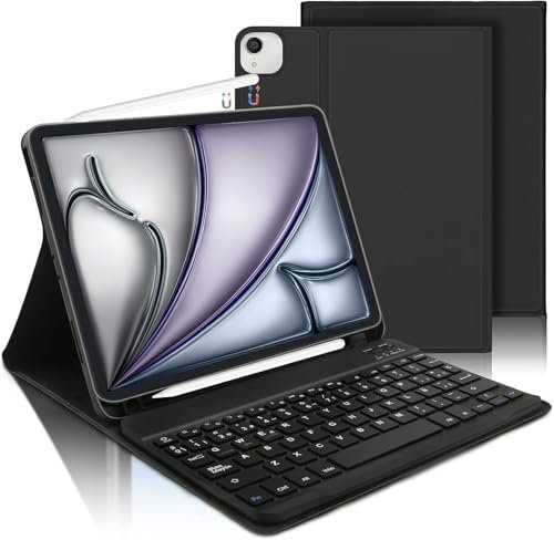 AVNICUD Funda Teclado para iPad Air 5 2022/Air 4 2020, Funda con Teclado para iPad Pro 11 2022/2021/2020/2018, Español Teclado Bluetooth Desmontable para iPad Pro 11'', Negro