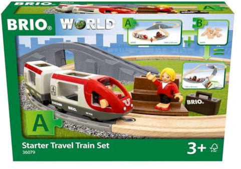 BRIO World – 36079 Reisezug Starter Set A | 22-teiliges Holzspielzeugzugset für Kinder ab 3 Jahren