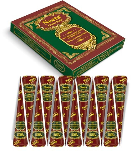 Neeta 12 Pack Ready to Use Henna Paste Hair Dye Cones Reddish Brown Color tubes color for women Perfect for Spot hair coloring, Long-lasting and Cruelty-Free