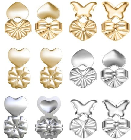 SULIUDAJI 6 Paar Ohrringheber Einstellbare Ohrring Lifter Ohrmuschel Heber Hypoallergen Earring Lifters Ohrringaufzüge für Earring Backs Ohrläppchen Heber Damen Ohrring-Verschlüsse Lifters