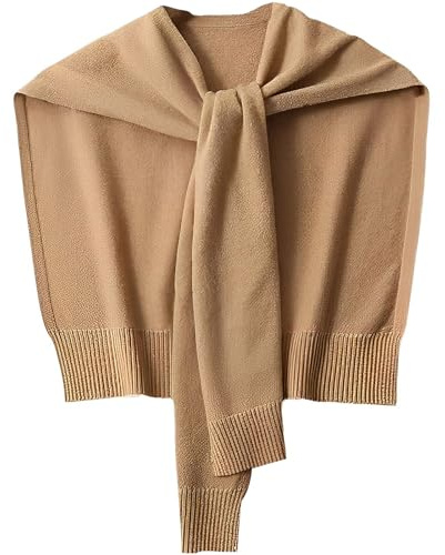 WaJuemy Fake Sweater Shawl Wraps for Women Sweater Knitted Knotted Shawls Wrap Travel Casual Scarf Shawls Cape Shoulder Tops Fashion Wrap (8Taupe)