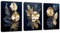 3 Pcs Leinwandbilder Bilder mit Rahmen Marineblau Gold Blumen Kokosnussblatt bild auf leinwand Wandkunst Wandbilder Kunstdruck Deko für Wohnzimmer Schlafzimmer fertig zum Aufhängen 120x60cm(40x60x3)
