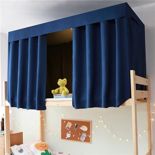 Treer Bettvorhang Hochbett Etagenbett, Blackout Vorhänge Staubdicht Betthimmel Hochbett Etagenbett Kinder Bettzelt Schlafsaal Bettvorhänge für Studentenwohnmein Kinderzimmer (1.5x2M,Marineblau)